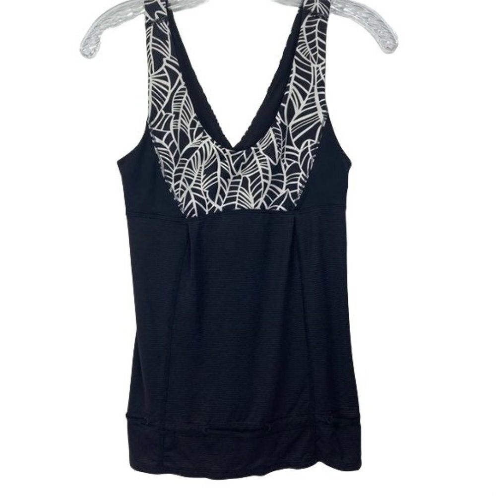 LULULEMON Women Palm "Hustle & Bustle" Tank Top Size 4 Black / White - Picture 1 of 14